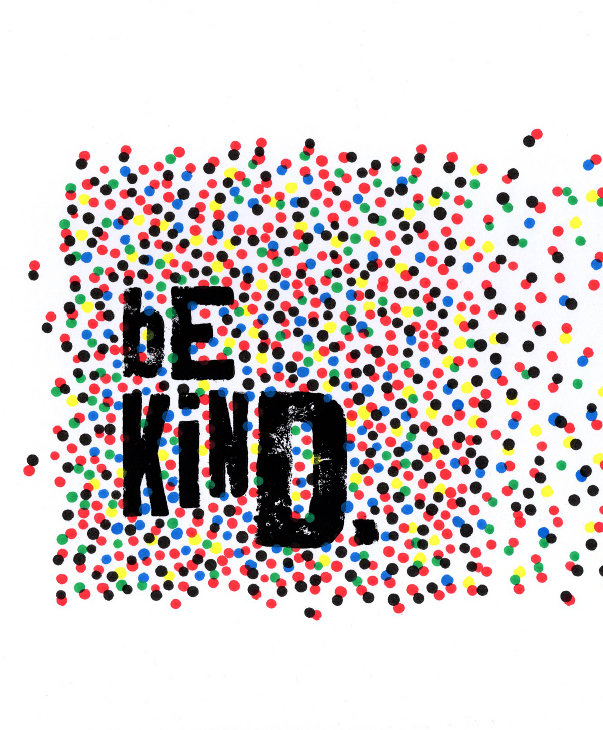 Be Kind – original abstract doodle, created using letterpress, printmaking and marker pens, this is a one off piece