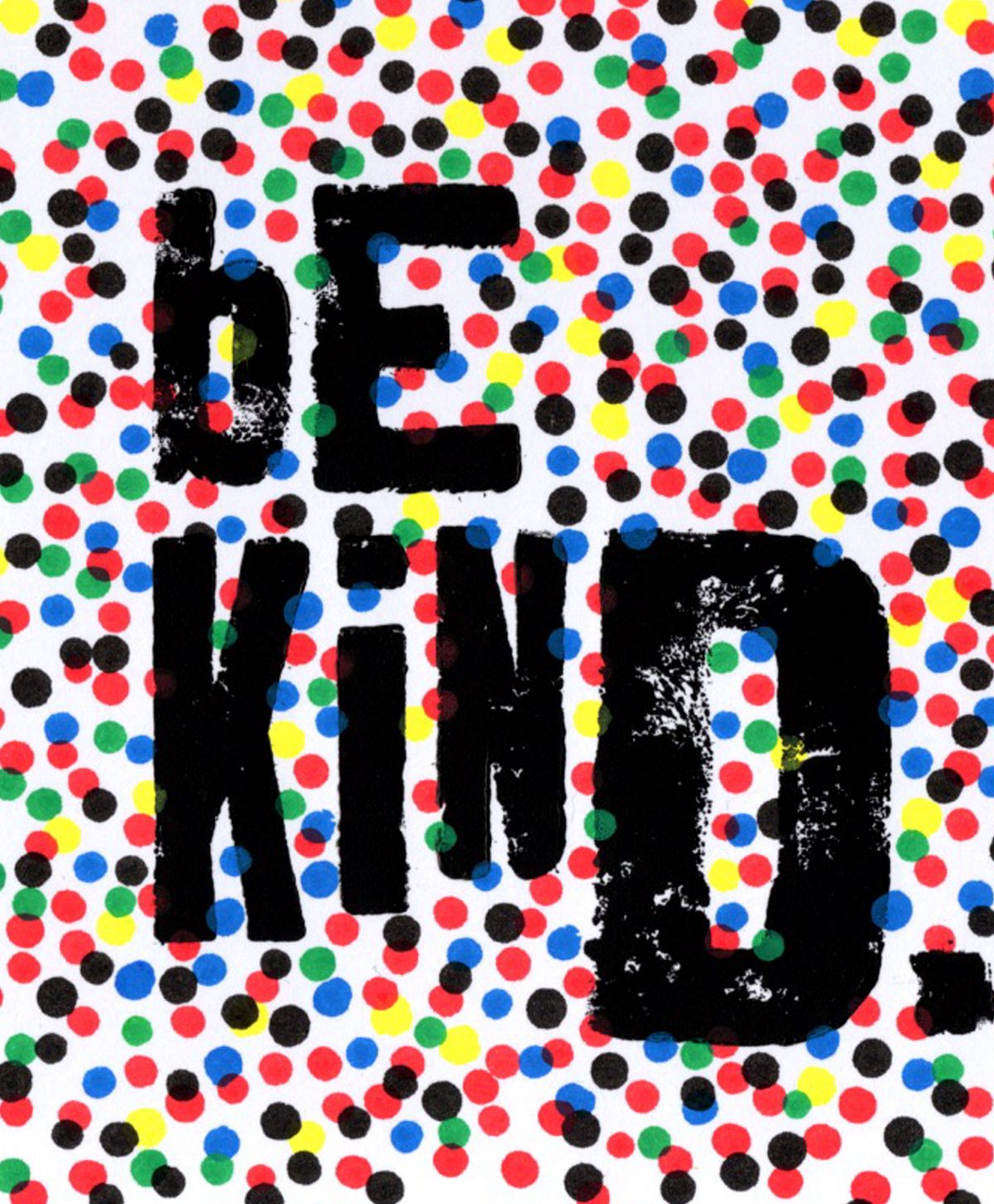 Be Kind – original abstract doodle, created using letterpress, printmaking and marker pens, this is a one off piece