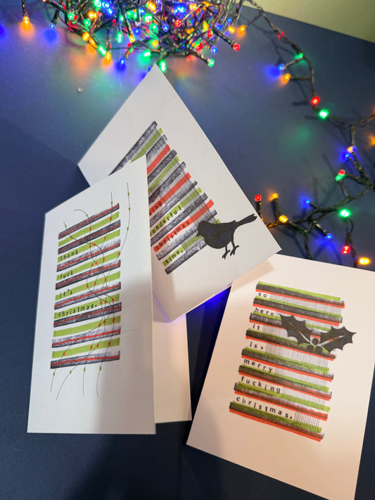 Sweary Christmas Cards, pack of 3 (a)
