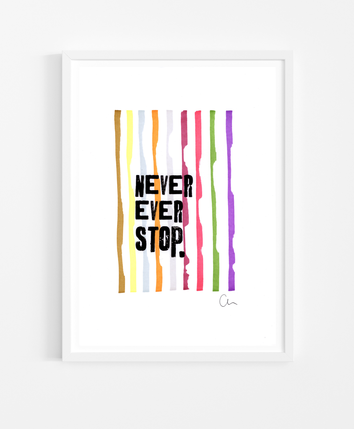 The wording was originated using some letterpress blocks – then some marker pens were used to draw over the top of the lettering which was copied on a laser printer. It's on A4 white 160gsm paper and is a one off piece.