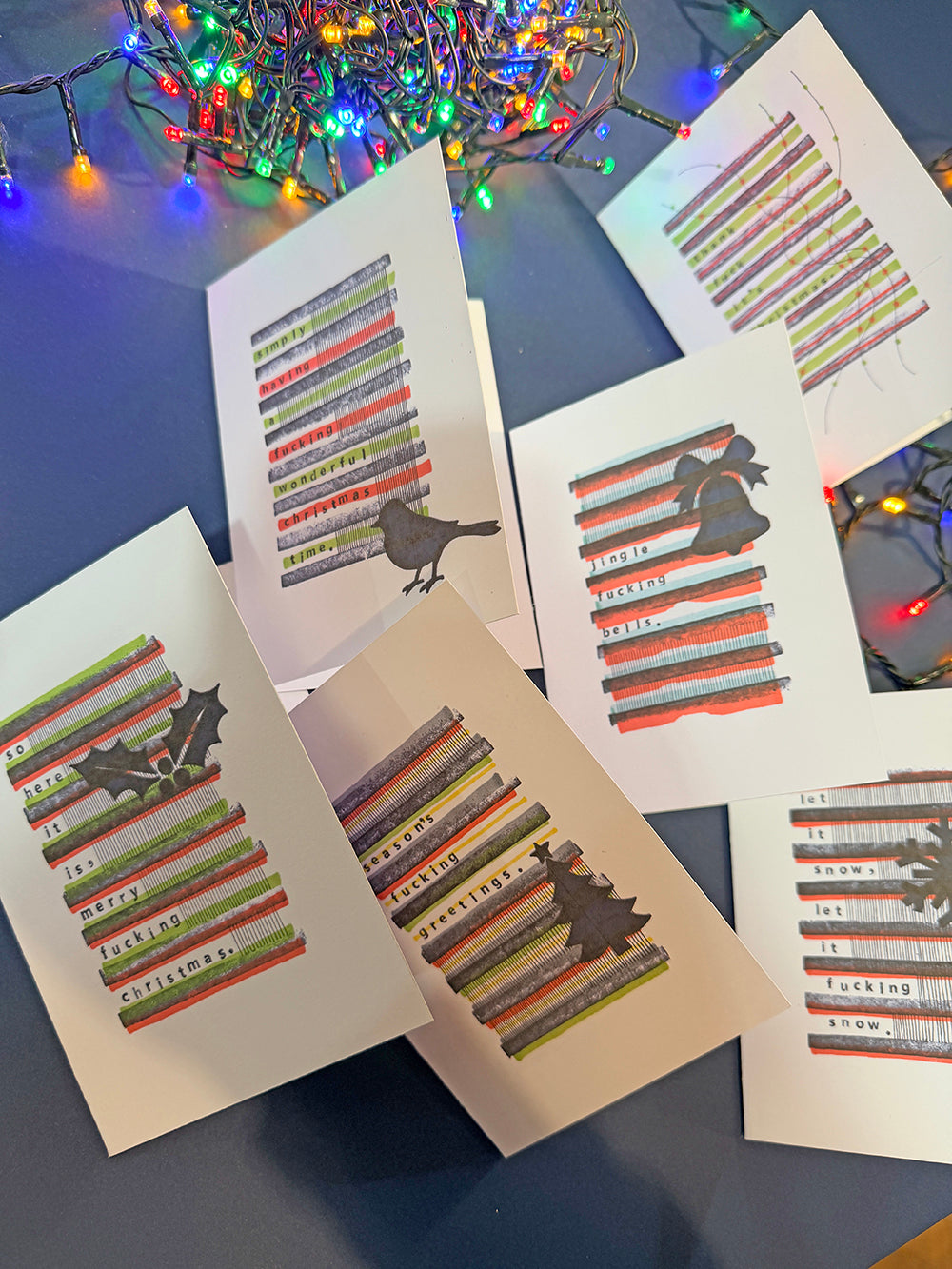 Pack of 6 sweary Christmas cards with free UK postage and envelopes
